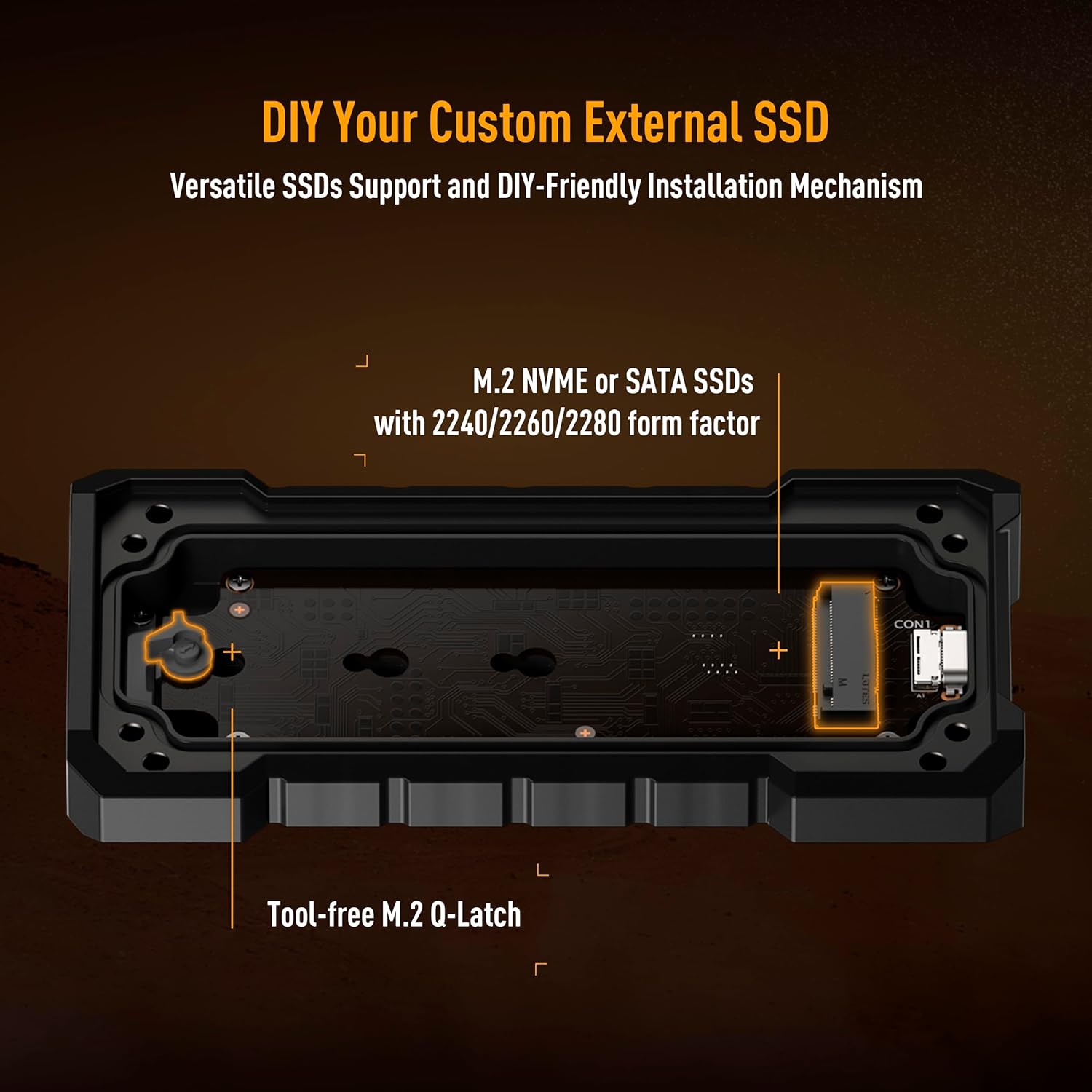 Thumbnail 2 de ASUS TUF Gaming A2 : boîtier SSD externe M.2 NVMe USB-C 3.2 Gen 2x2 (MIL-STD-810H, IP68)