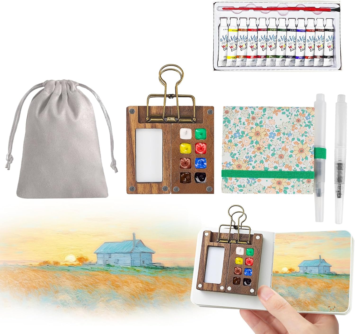 Detalle de Portable Watercolour Palette 8 grids, 7-piece set