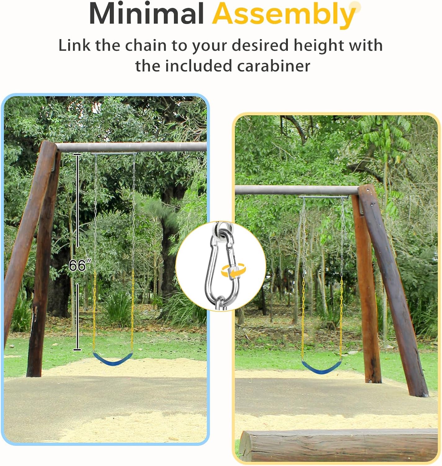 Detalle de Decorlife Outdoor Swing Seats with 66" Rust-Resistant Heavy Duty Chain – Anti-Slip EVA Seats (Blue)