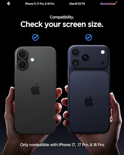 Detalle 2 de Spigen Glas.tR EZ Fit protector de pantalla para iPhone 17 / 17 Pro / 16 Pro (2 unidades) con dureza 9H