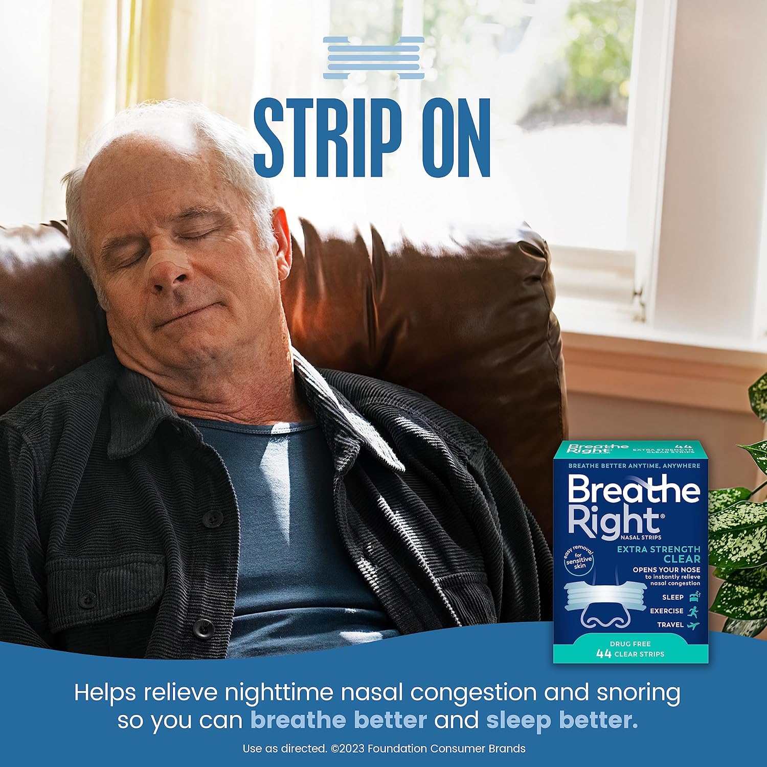 Detalle 2 de Breathe Right Extra Clear nasal strips 44-pack 🩹