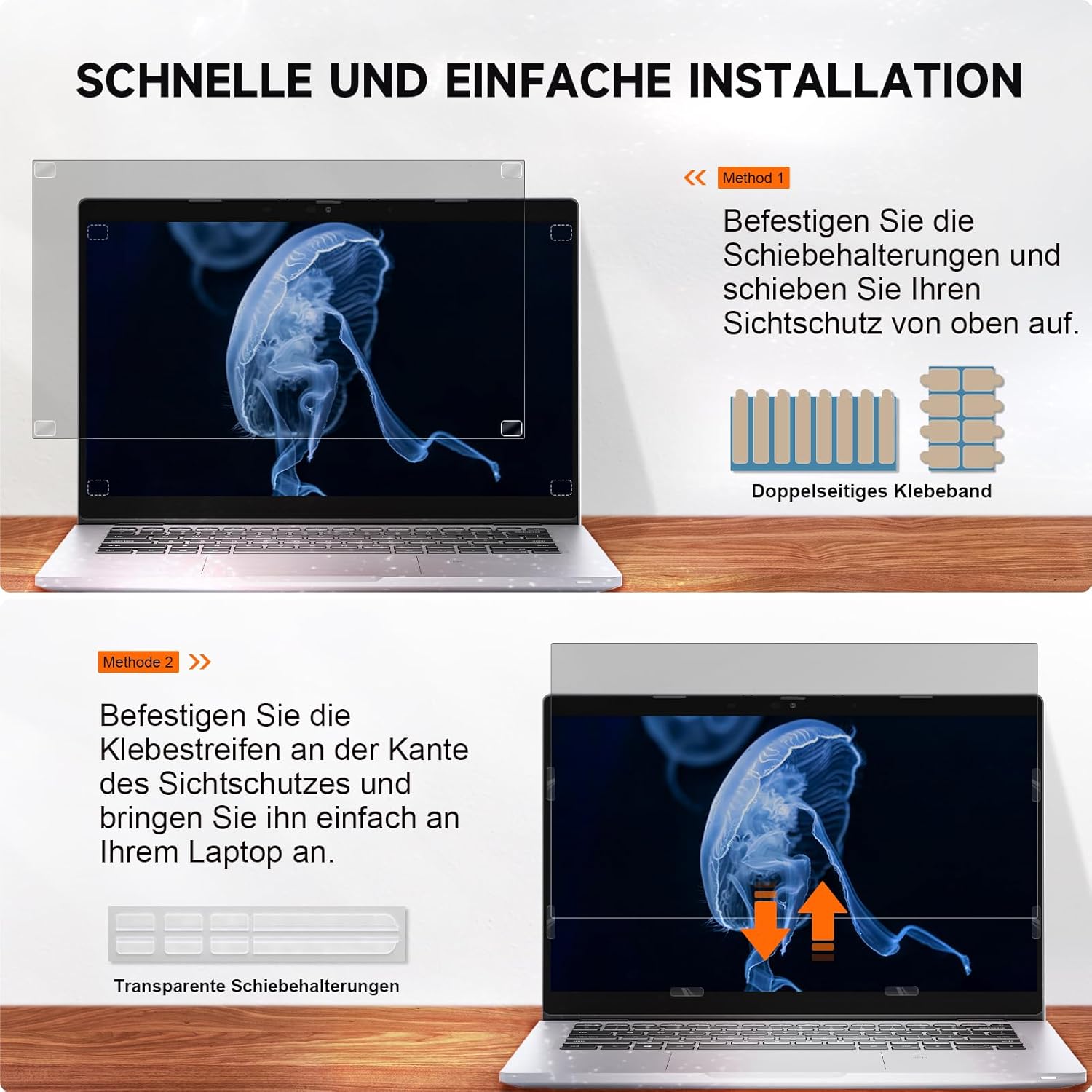 Detalle 2 de Mamol Sichtschutz 14 Zoll – Blendschutzfolie mit Dualseite (Matte/Glänzende) für 16:10 Laptops