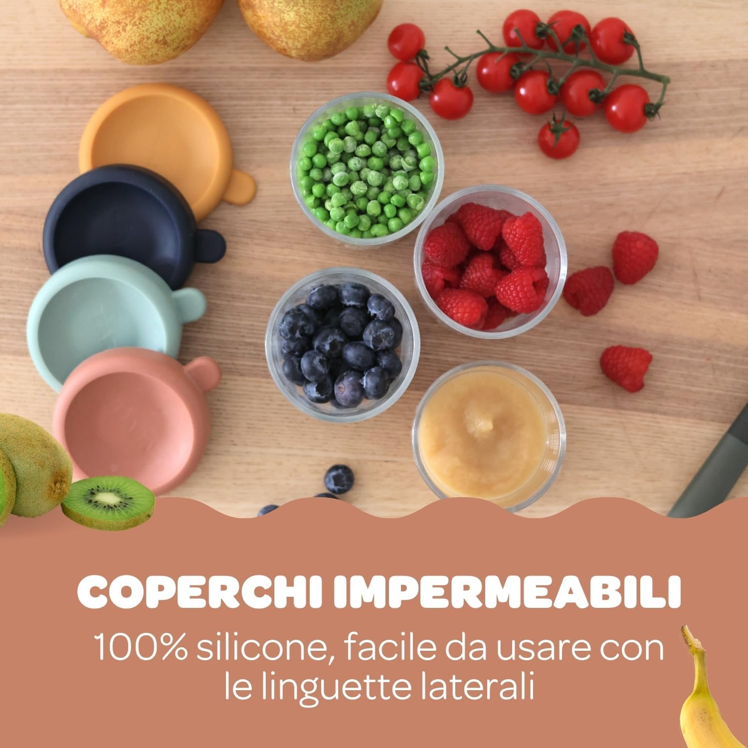 Detalle de BÉABA Set di 4 Contenitori Pappa in Vetro 250 ml Sunrise – pratici, impilabili e sicuri per congelare e riscaldare