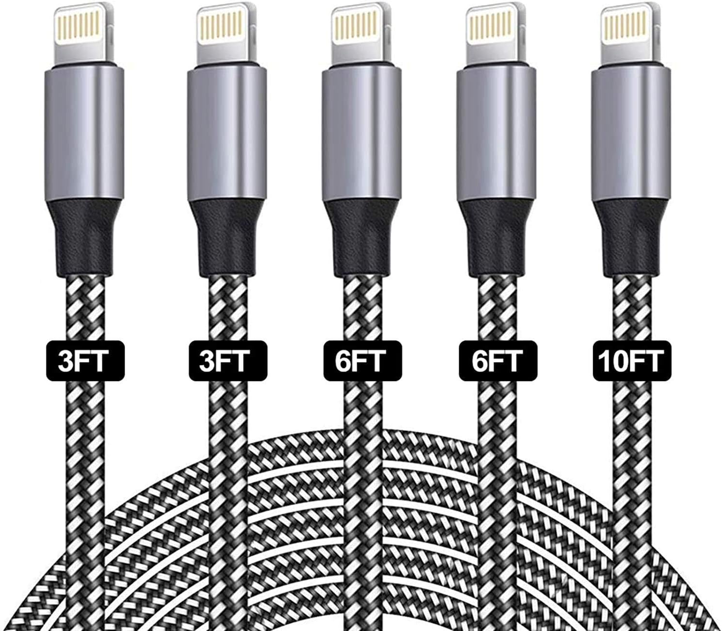 Detalle de SANYEYE MFi Certified iPhone charging cable 5-pack