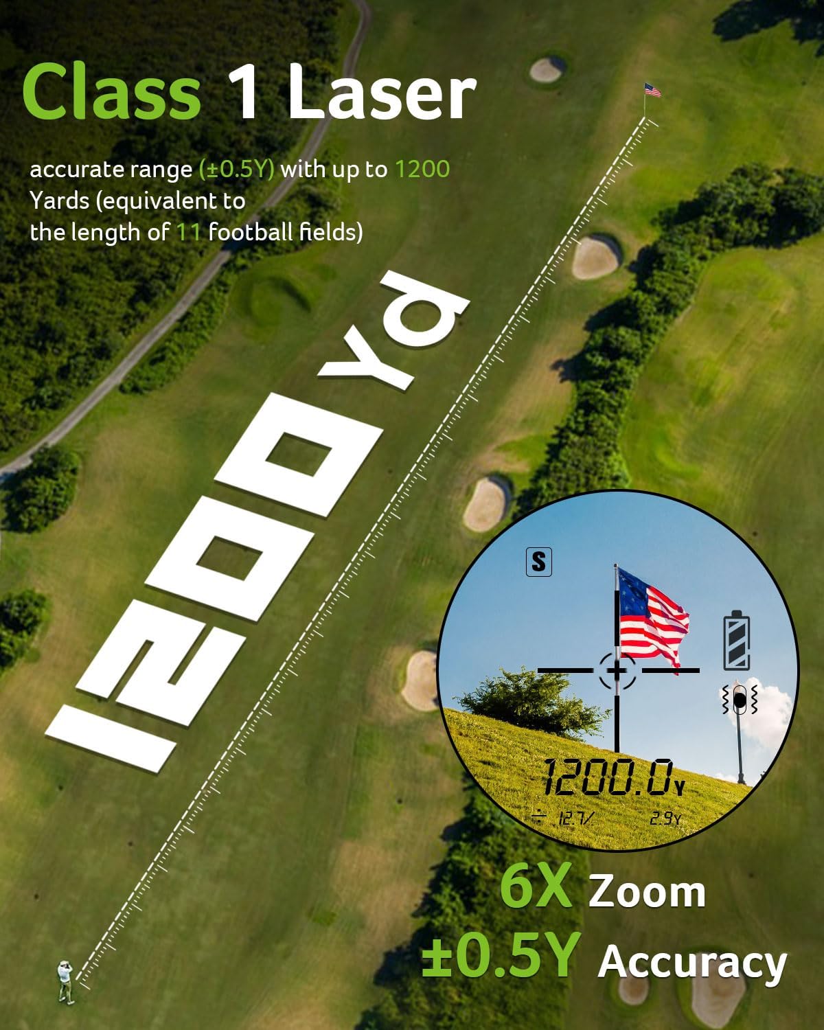 Detalle de Acer Gadget Golf Rangefinder with Slope — 800/1200 Yards, 6X Magnification