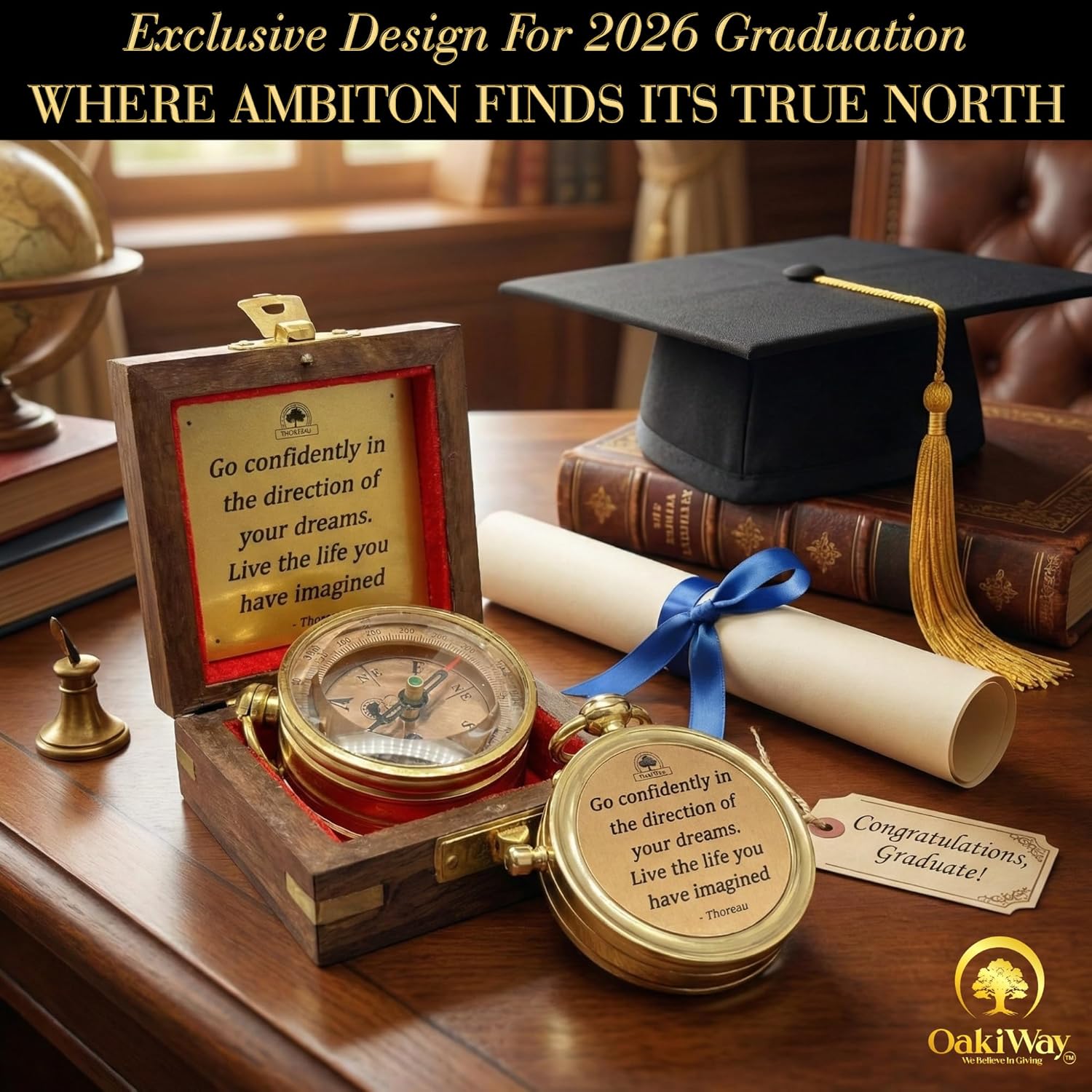 Thumbnail 1 de The Dream Chaser Compass by OakiWay: Go Confidently for 2026 Graduations