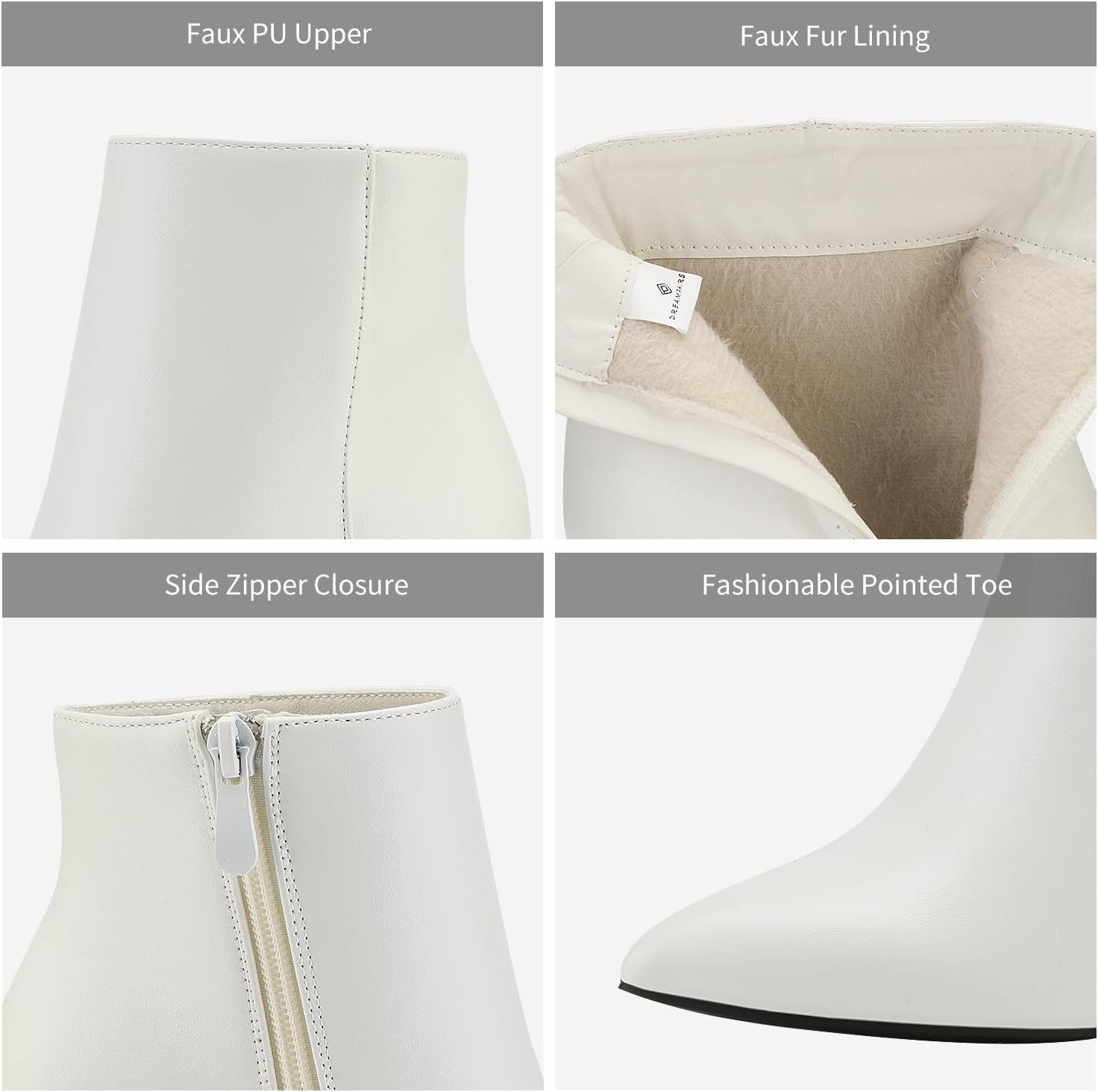 Detalle 2 de DREAM PAIRS Sianna Chunky High Heel Ankle Booties with Faux-Fur Lining