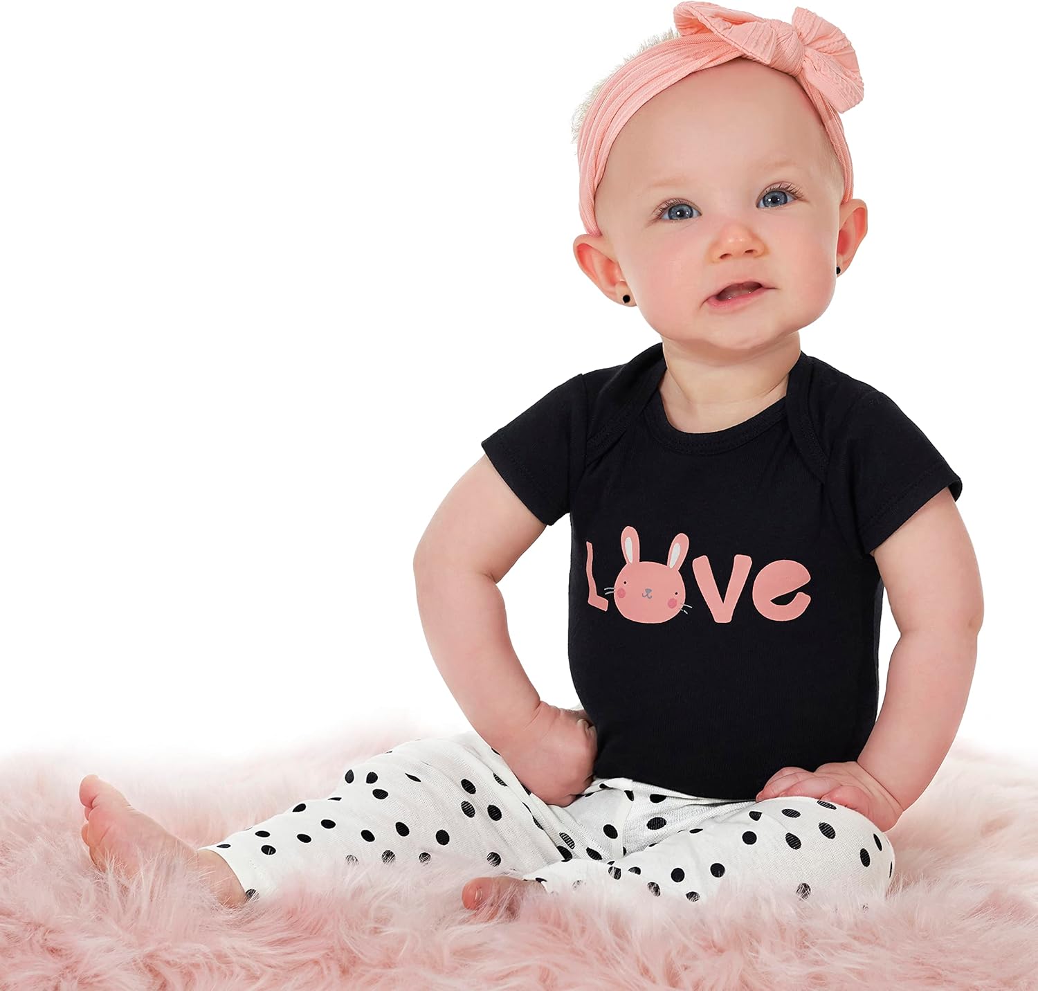 Thumbnail 4 de Onesies Brand Baby 3 Tutine + 3 Pantaloni Completo con Stampa Coniglietto Rosa, 6-9 mesi