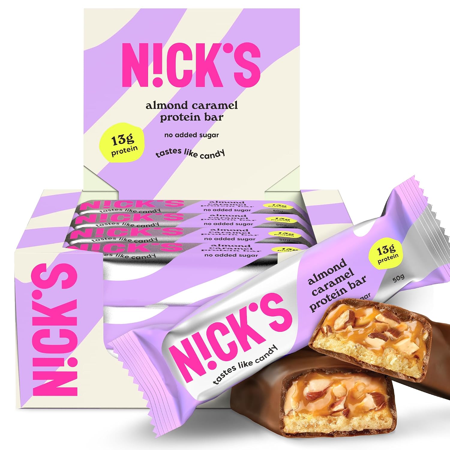 Detalle de NICKS Protein Riegel Mandel Karamell 13 g Eiweiß