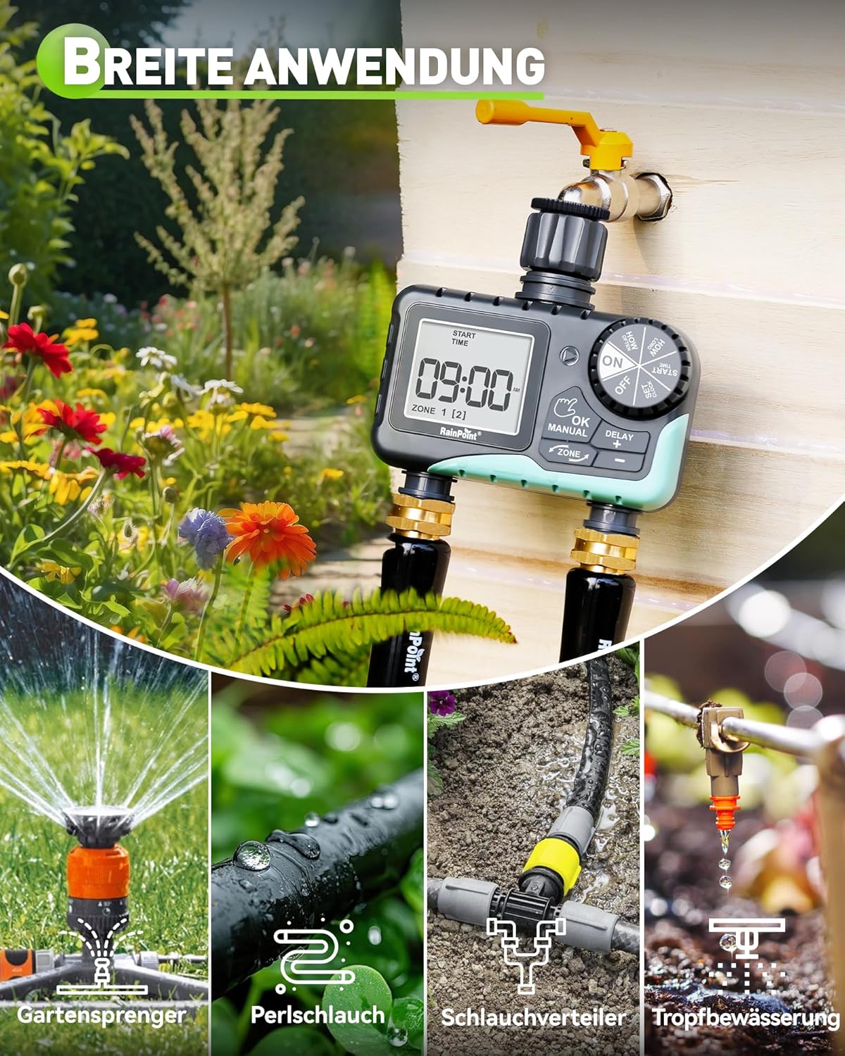 Thumbnail 6 de RAINPOINT Bewässerungscomputer mit 2 Ausgängen (IP65) und Regennachhaltigkeit
