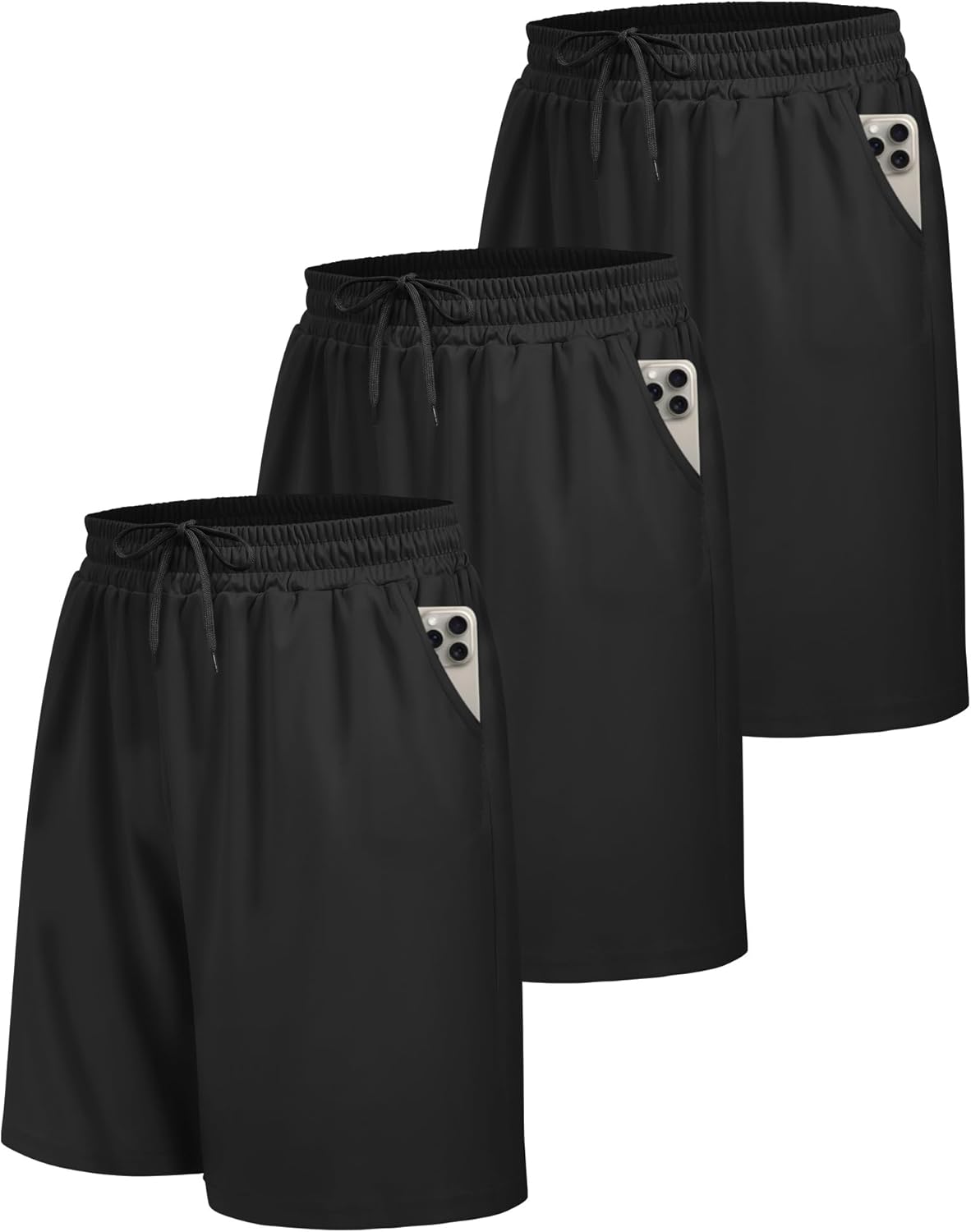 Thumbnail 1 de BOOJO 3er Pack Sporthose Herren Kurz – Mit großen Taschen, schnell trocknend, 4-Wege-Stretch
