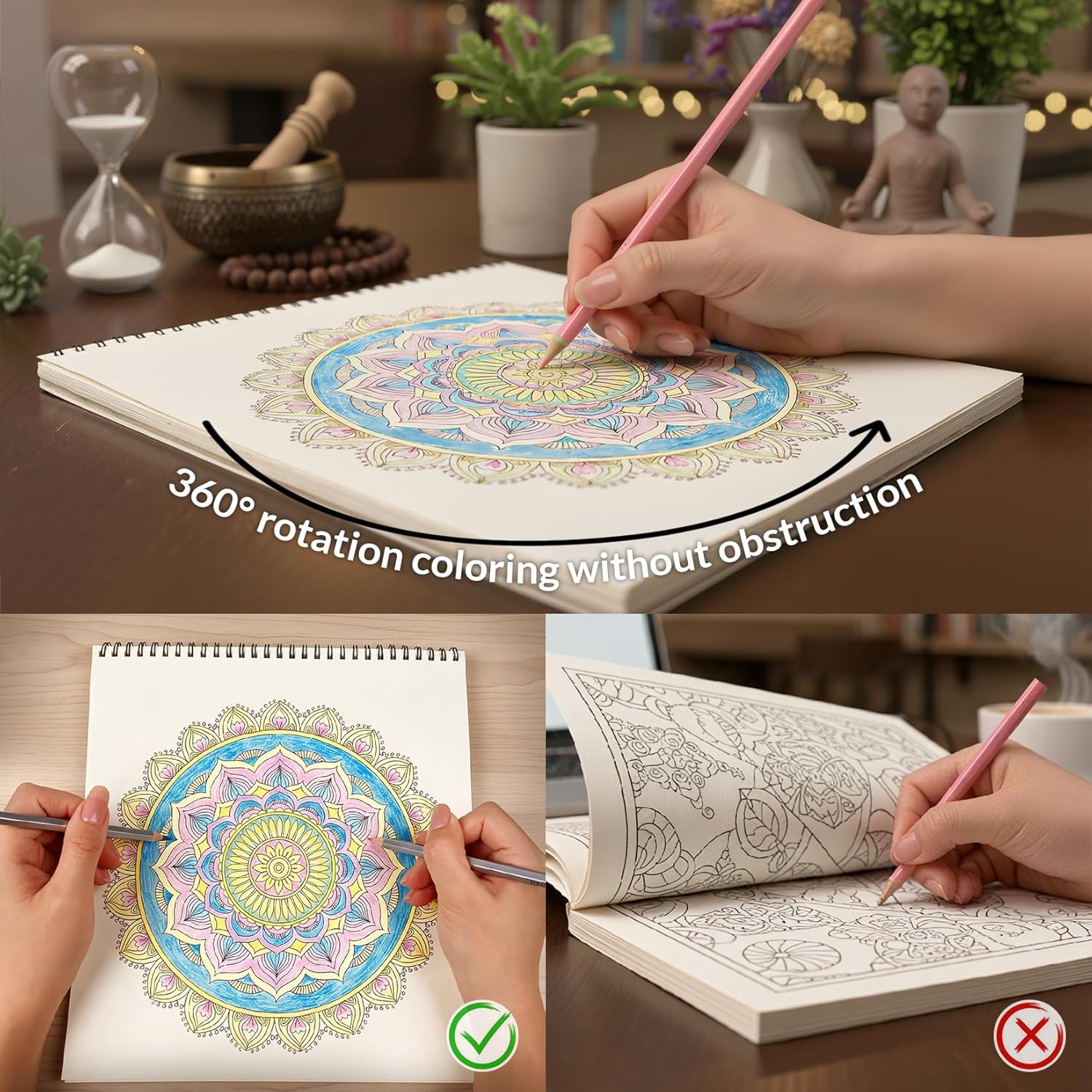 Thumbnail 6 de FUNLAVIE Adult Colouring Book Mandala: Relaxation and Mindfulness in a Spiral Bound Classic Collection