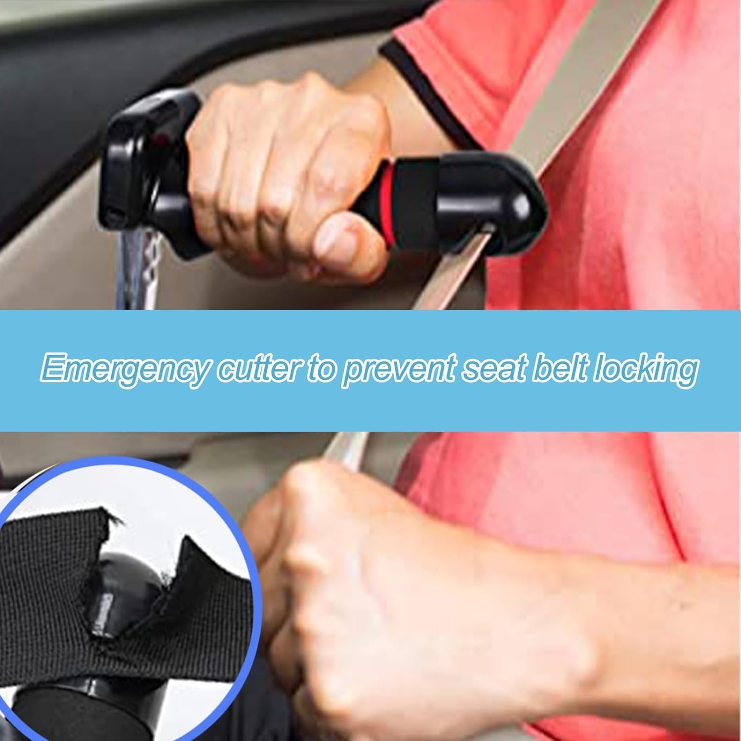 Thumbnail 3 de HoldOneLight 3-in-1 Car Door Assist Handle — 2 Pack (Red) with Window Breaker and Seatbelt Cutter