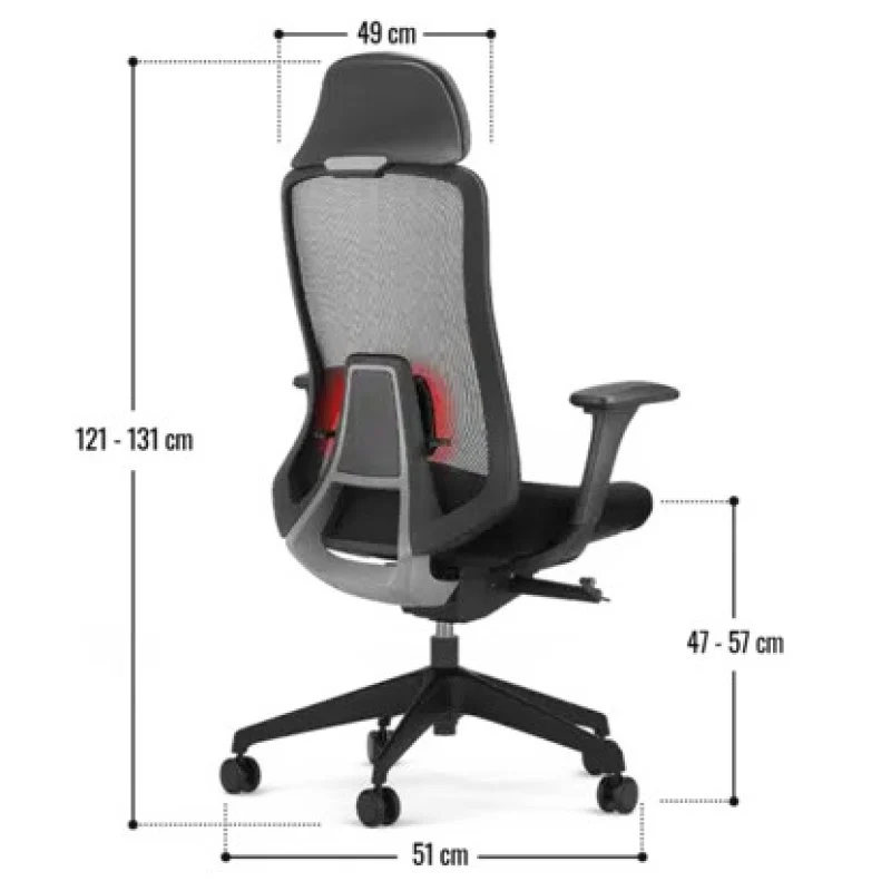 Detalle 2 de Spacio Asmara Silla de Oficina Blanca/Negra: comodidad y diseño premium para tu escritorio