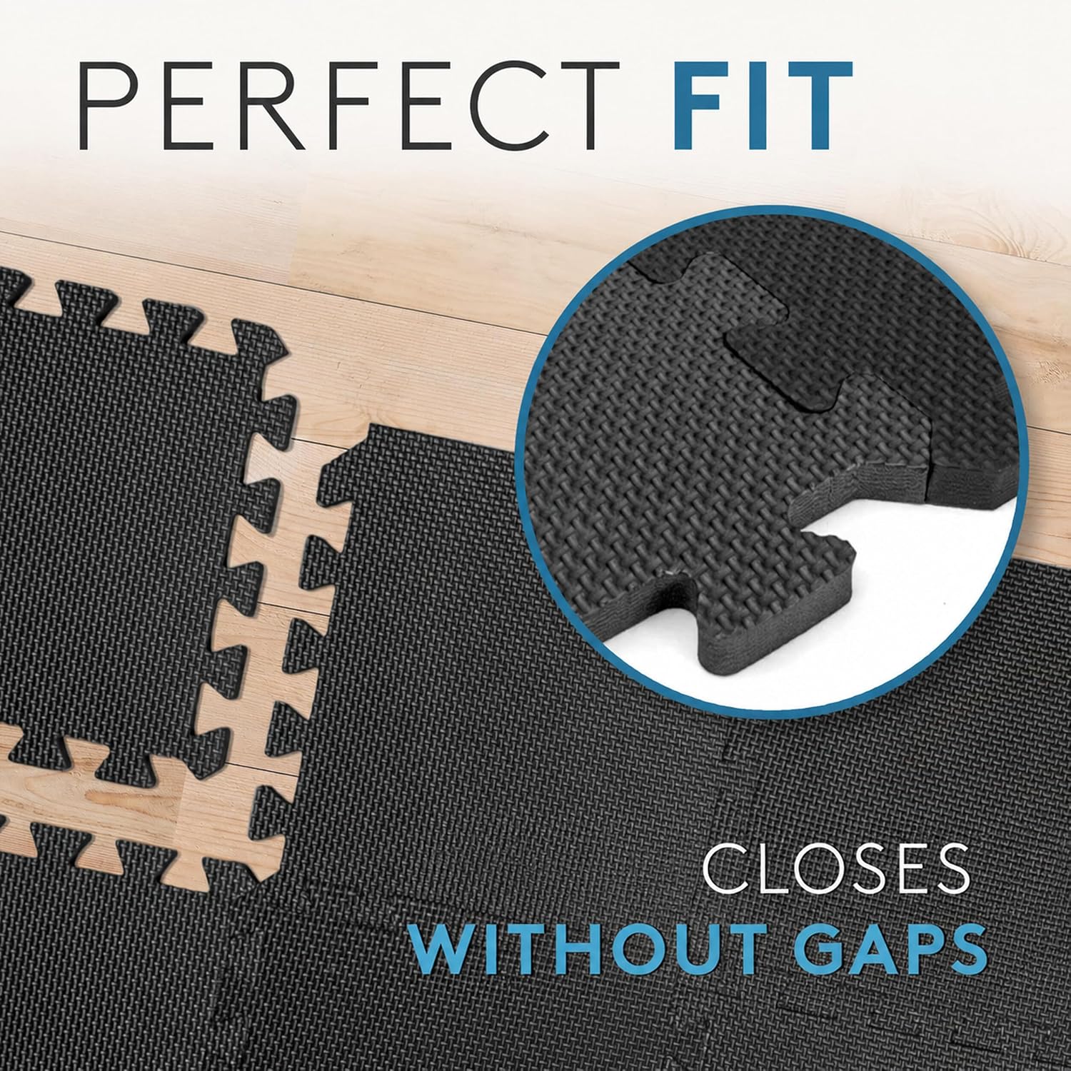 Detalle 1 de Veluris Floor Protection Mat, 18 Black Rubber Tiles, 31 x 31 cm