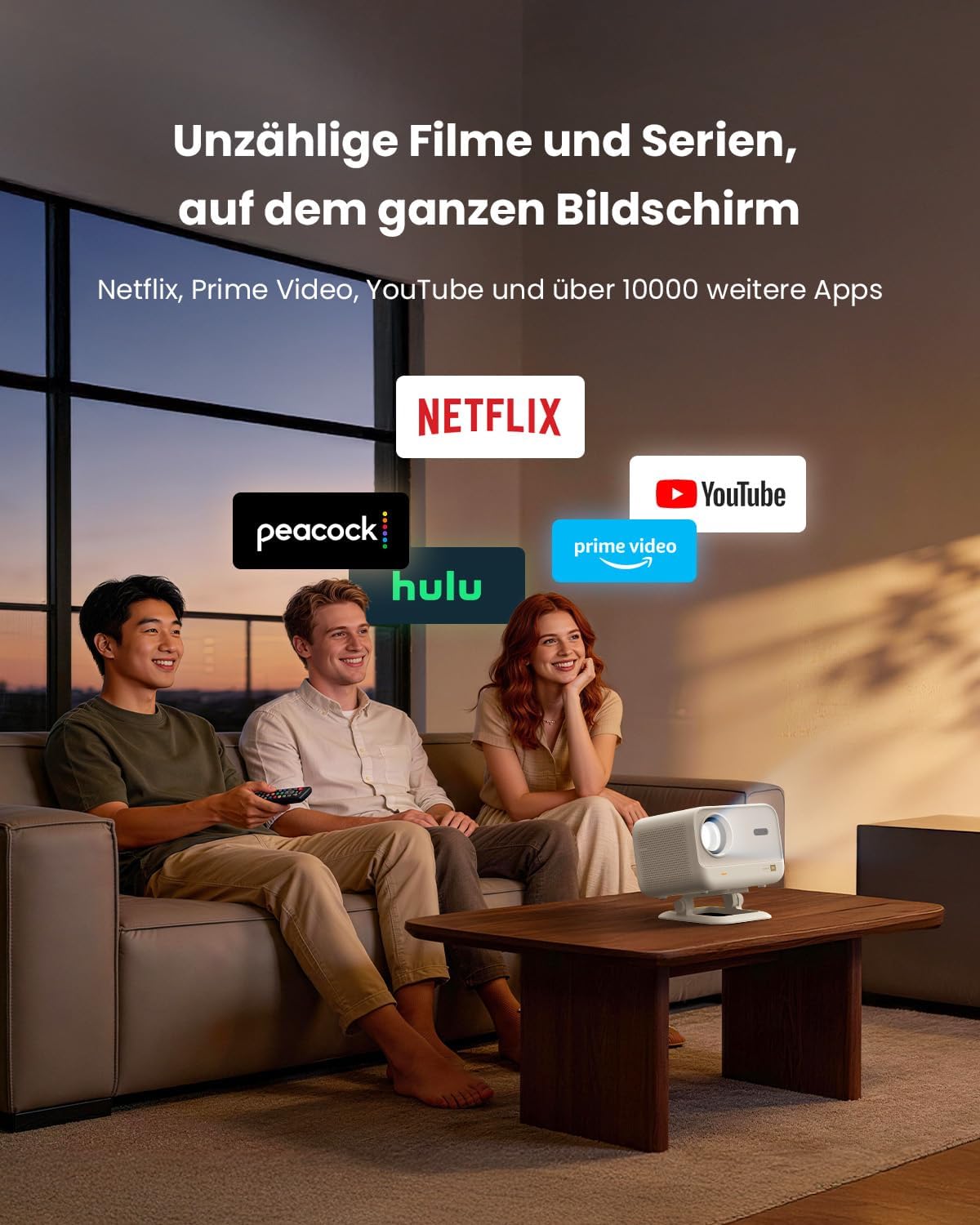 Detalle 2 de Yaber L2 Plus – SGS-zertifizierter Smart Beamer mit hoher Helligkeit, 1080p, HDR10, JBL-Sound & Auto-Fokus