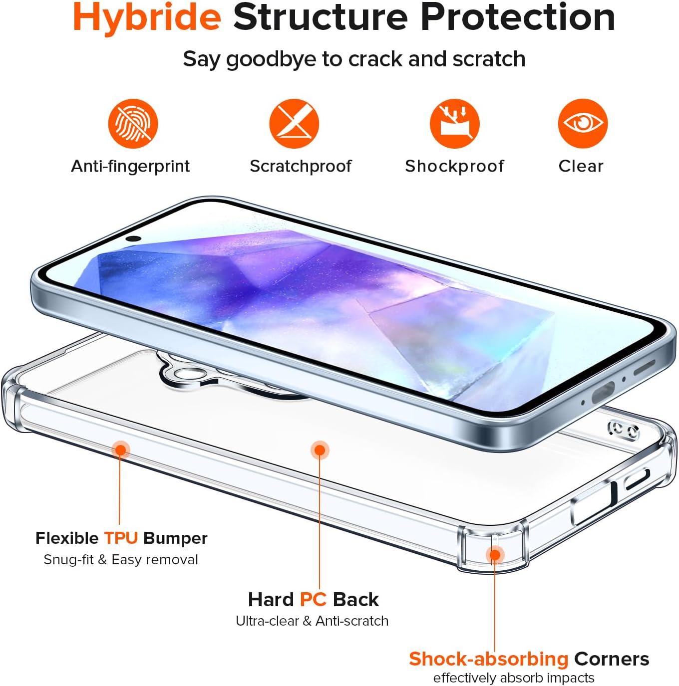 Thumbnail 7 de ivoler Funda Transparente + Cristal para Galaxy A55