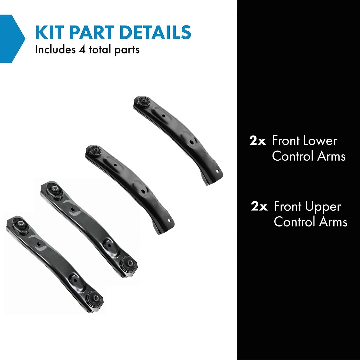 Detalle de TRQ Front Upper and Lower Control Arm Set for 1999-2004 Jeep Grand Cherokee