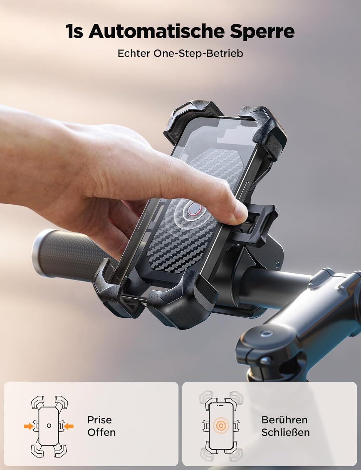 Detalle de JOYROOM 2026 Bike- und Motorrad-Halterung für Smartphones – Universal Lenkerhalterung