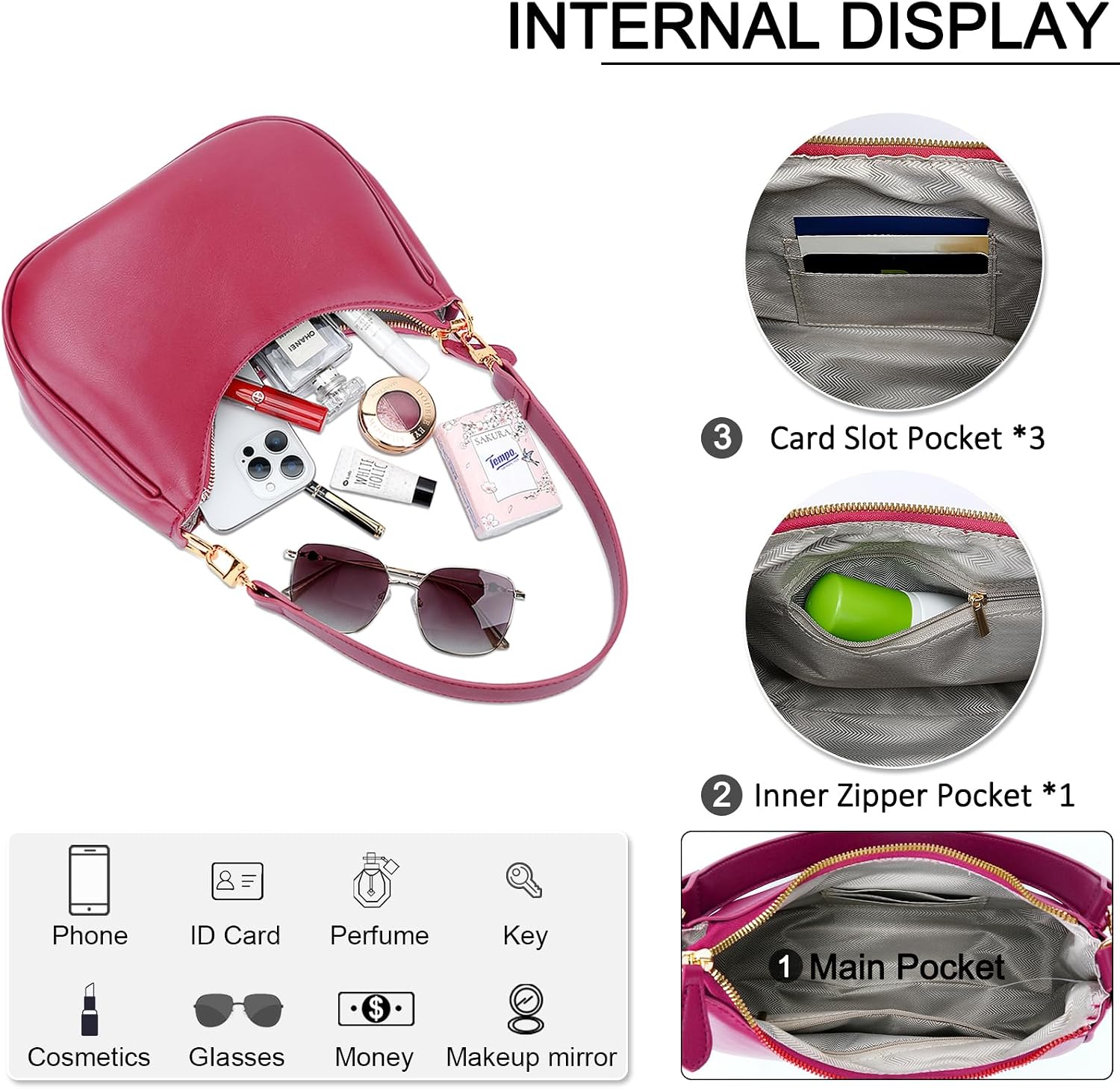 Detalle de KKXIU Shoulder Bag for Women: Cute Hobo Purse with Versatile Straps