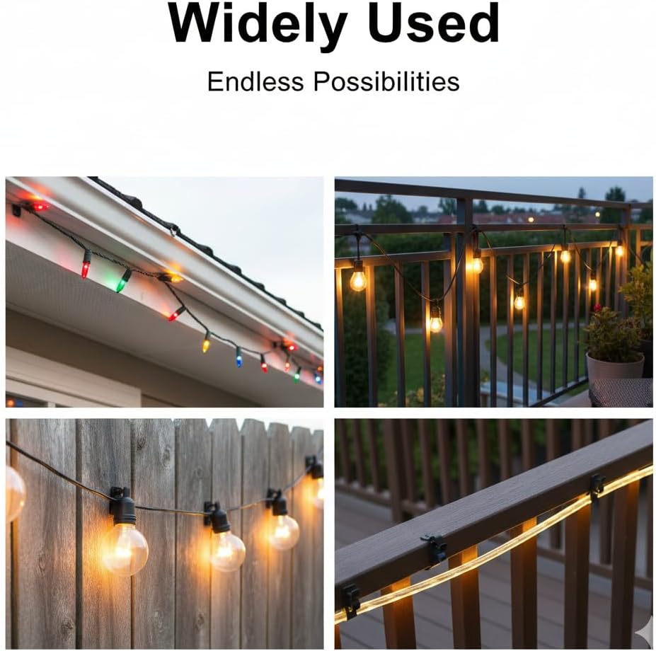 Detalle 1 de AFFAVON outdoor hooks 001 Screw-In String Light Clips, Black, 60-Pack
