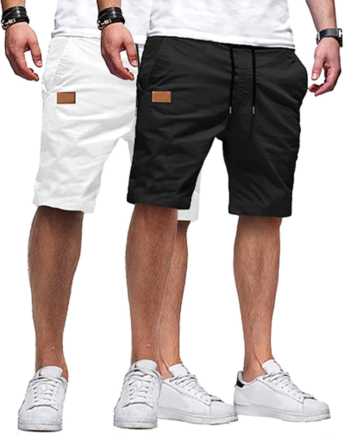 Thumbnail 4 de JMIERR Mens Casual Shorts - Cotton Drawstring Twill, Breathable Stretch for Golf & Everyday Wear