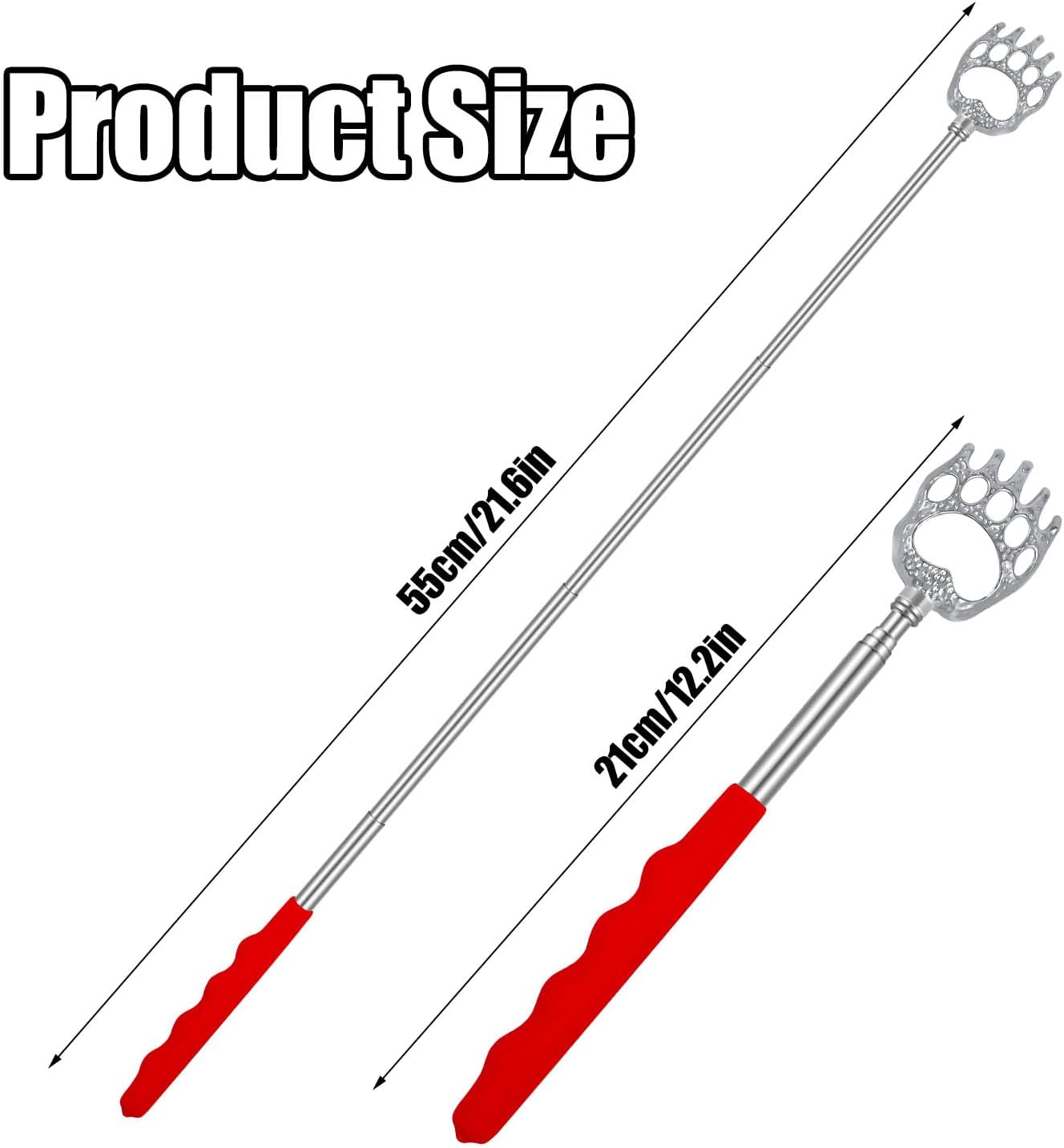 Detalle 2 de Pimoys PMO-M001 4-Pack Telescoping Back Scratchers with Rubber Handles