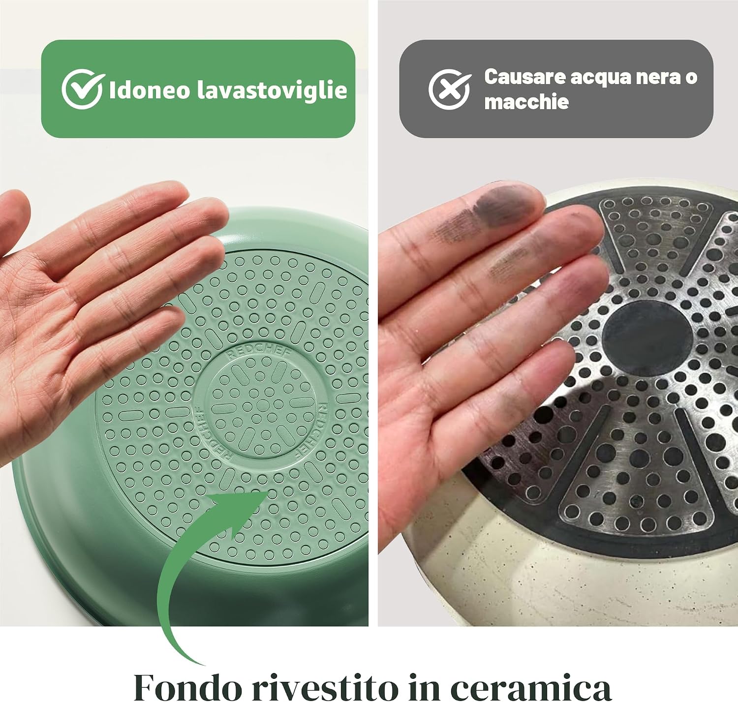 Thumbnail 6 de Redchef Set Padelle con Manico Rimovibile (20, 24, 28 cm) in Ceramica Antiaderente al Granito, per Induzione