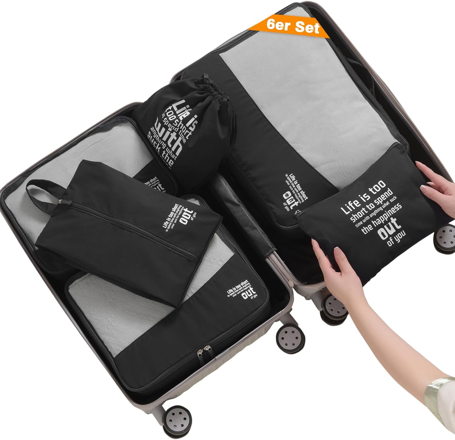 Detalle de MURISE 8- oder 6-teilige Packing Cubes: Praktischer Koffer-Organizer für Reise und Urlaub