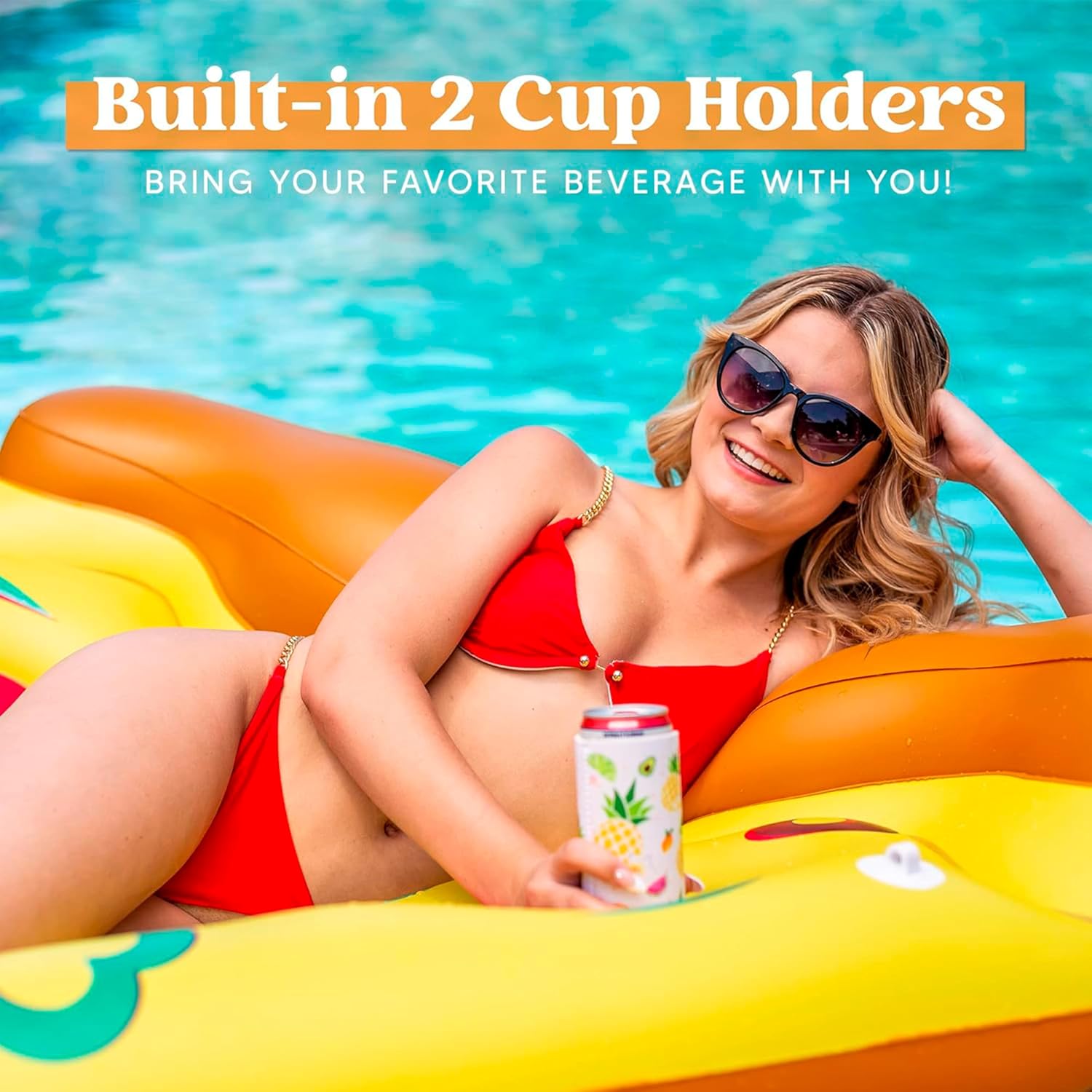 Thumbnail 2 de JOYIN Giant Inflatable Pizza Slice Pool Float (1 Pack) — Extra Large with Cup Holders