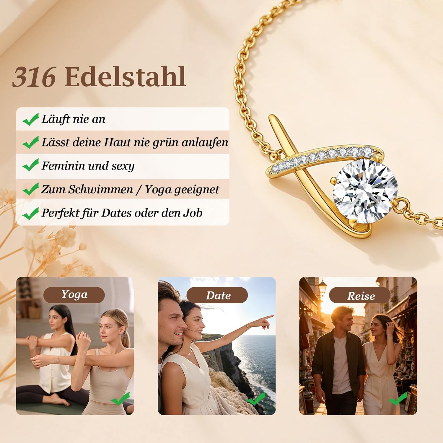 Detalle de CDE Infinity Geburtsstein Armband Damen – zeitloses Infinity-Design mit 5A Cubic Zirkonia