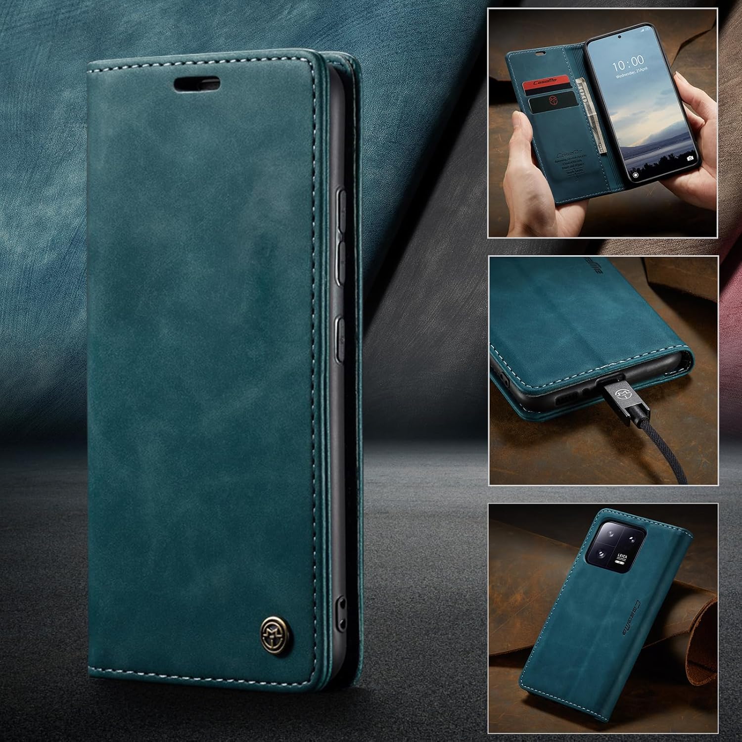 Thumbnail 4 de Monweicz Hülle für Xiaomi Redmi Note 13 Pro 5G – Blaugrün, Klapphülle mit Kartenfach und Standfunktion