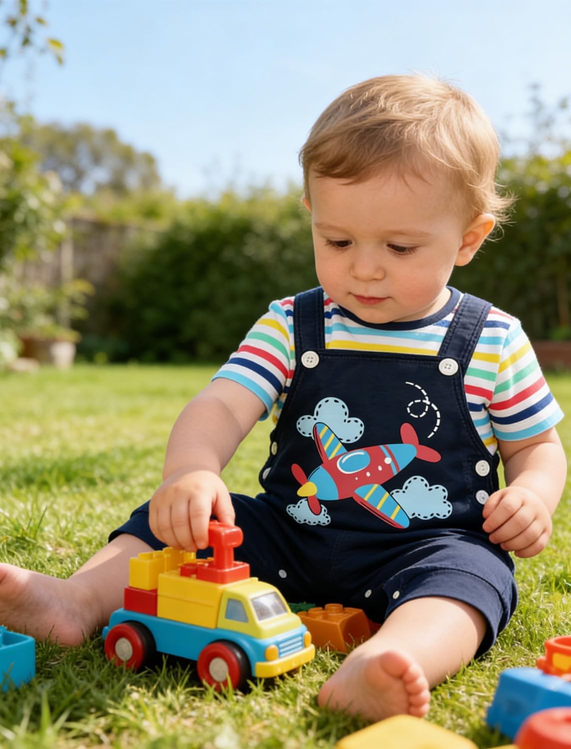 Detalle de SFreeBo Infant Baby Boys Clothing Sets 2pcs: 100% Cotton Romper and Dungarees for 0–24 Months