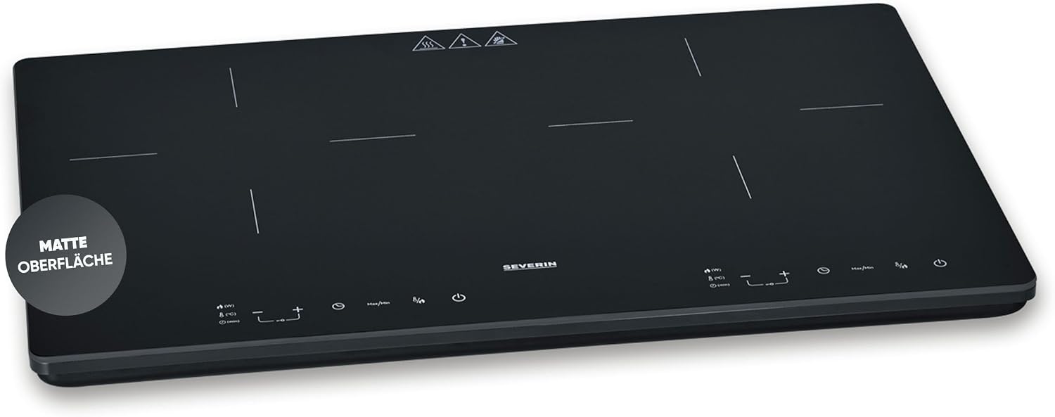 Detalle de Severin Doppel-Induktionskochplatte DK 1033 – 2 Platten, Glaskeramik, 3.400 W, Touch-Display