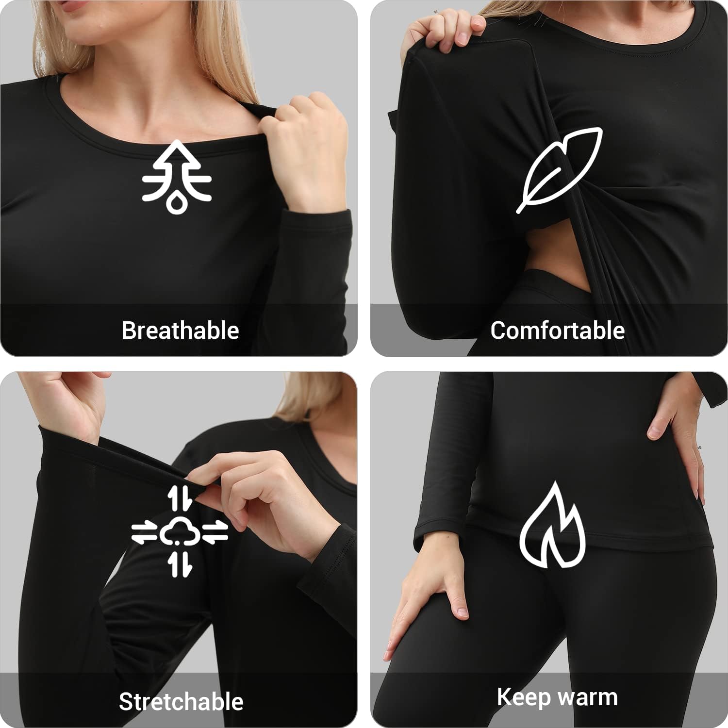 Detalle 2 de PISIQI Thermal Underwear Women Ultra-Soft Long Johns Set