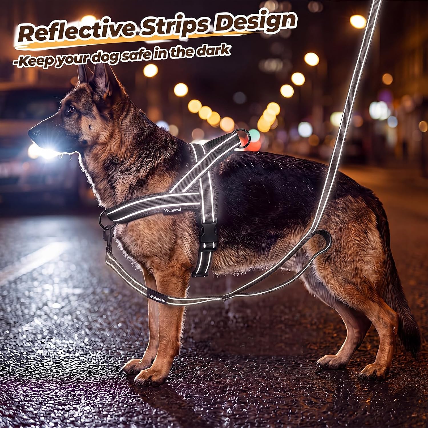 Thumbnail 3 de Wuhnesd W-DHL-004BK-L No-Pull Dog Harness and 5-Foot Leash Set, Black