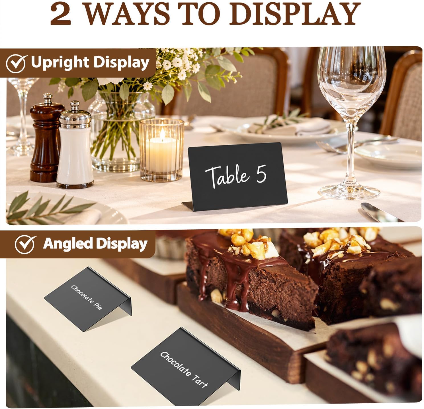 Detalle de PigPotParty 4" x 3" Mini Chalkboard Food Signs, Reusable Plastic, 12-Piece Set