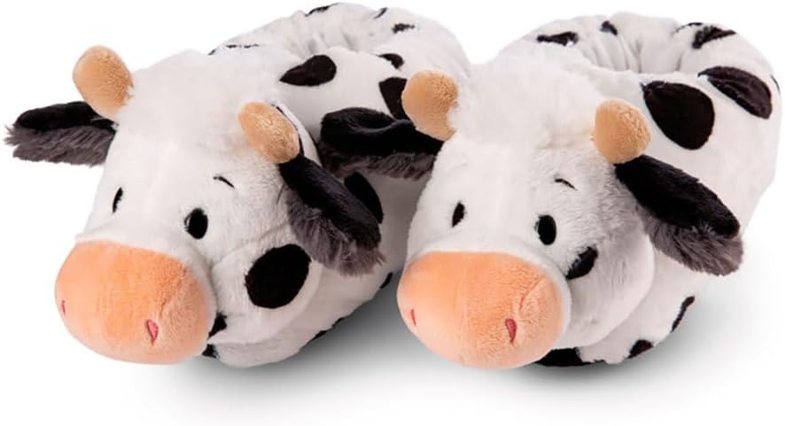Detalle de Cowluna pluszowe papcie w kształcie krówki, białe, rozmiar M 34–37