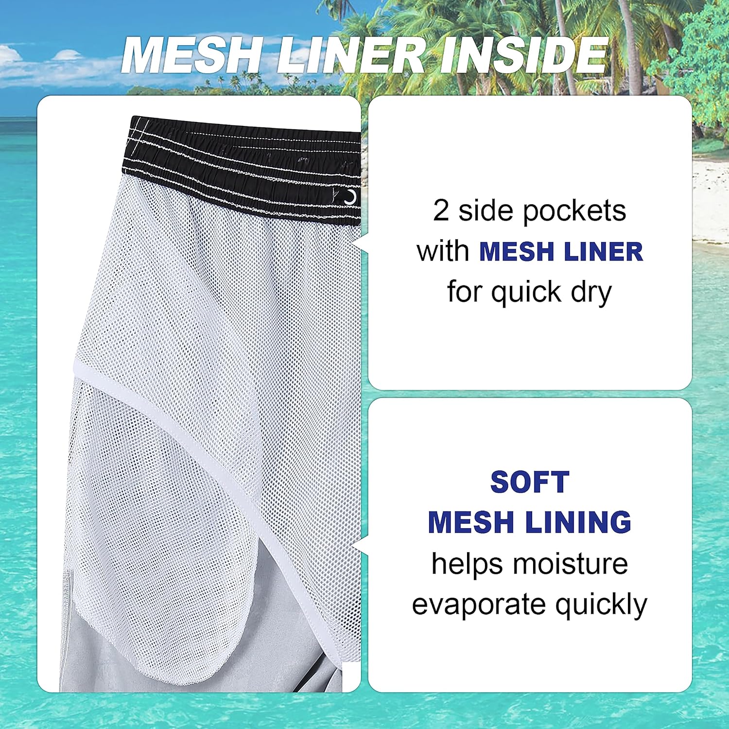 Thumbnail 3 de Mens Quick Dry Swim Board Shorts UPF 50+
