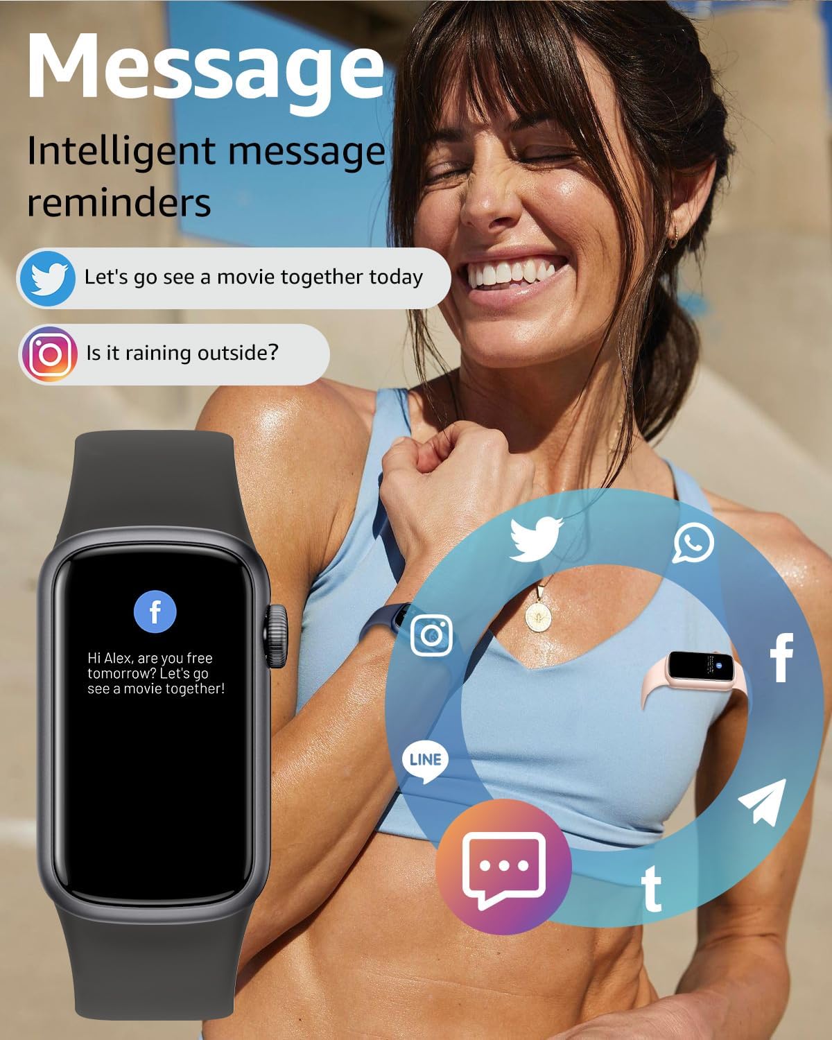 Thumbnail 3 de BUTFORFIT B6 Fitness Tracker & Smart Watch with 1.47-inch TFT Touch Display, Heart Rate & Sleep Monitoring