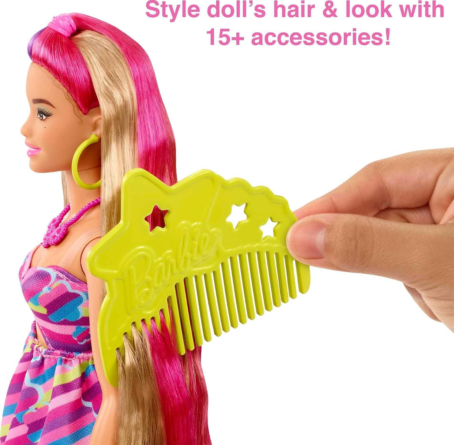 Detalle de Barbie Totally Hair HCM89 Curvy Doll with Flower Theme and Colour-Changing Clips