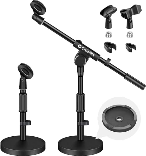 Detalle de CAHAYA Supporto per Microfono da Tavolo CY0360: 2-in-1, design stabile e braccio telescopico regolabile