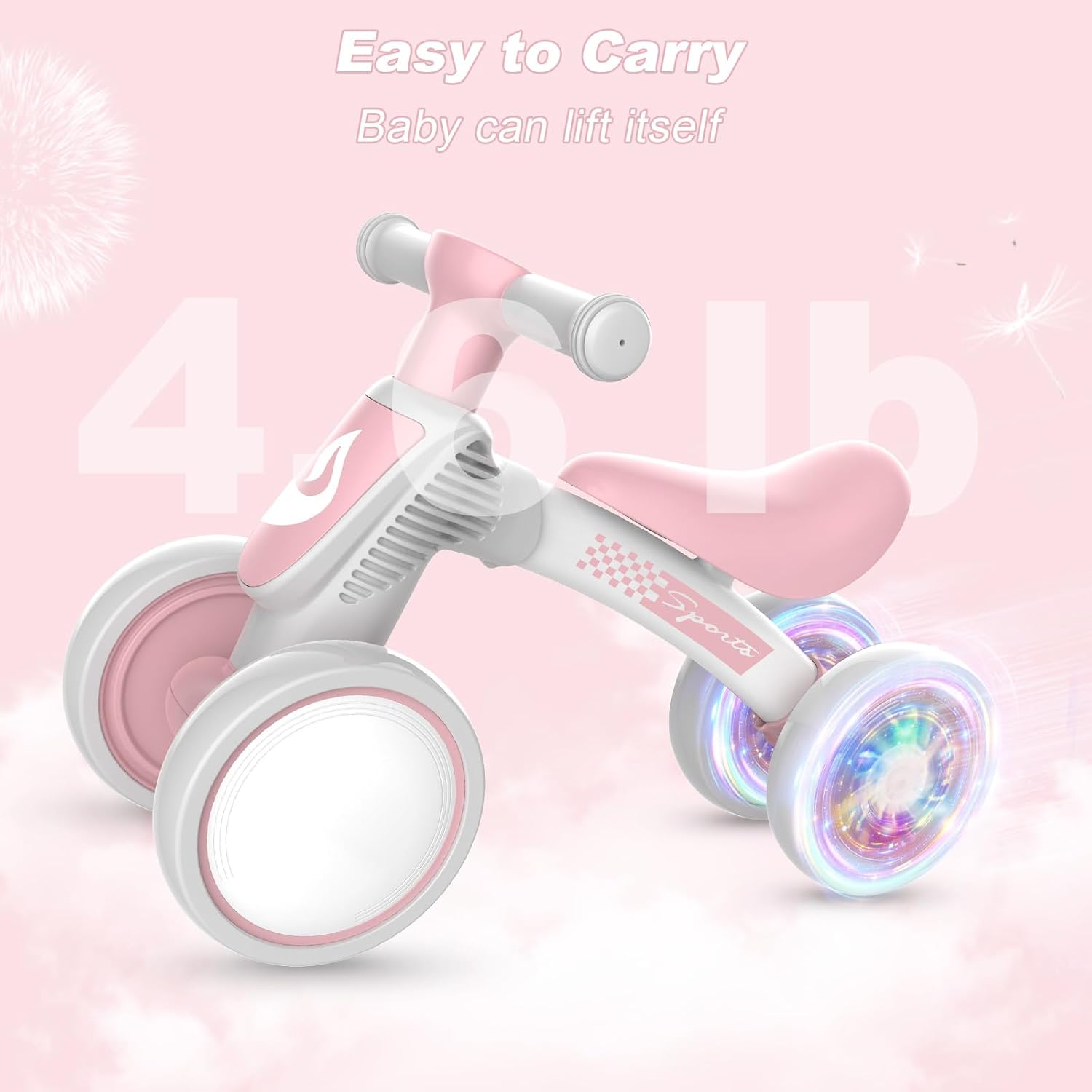 Thumbnail 4 de WETIFY Colorful Lighting Baby Balance Bike — 10-36 Months, No Pedal, Soft Seat, 4 Silent Wheels