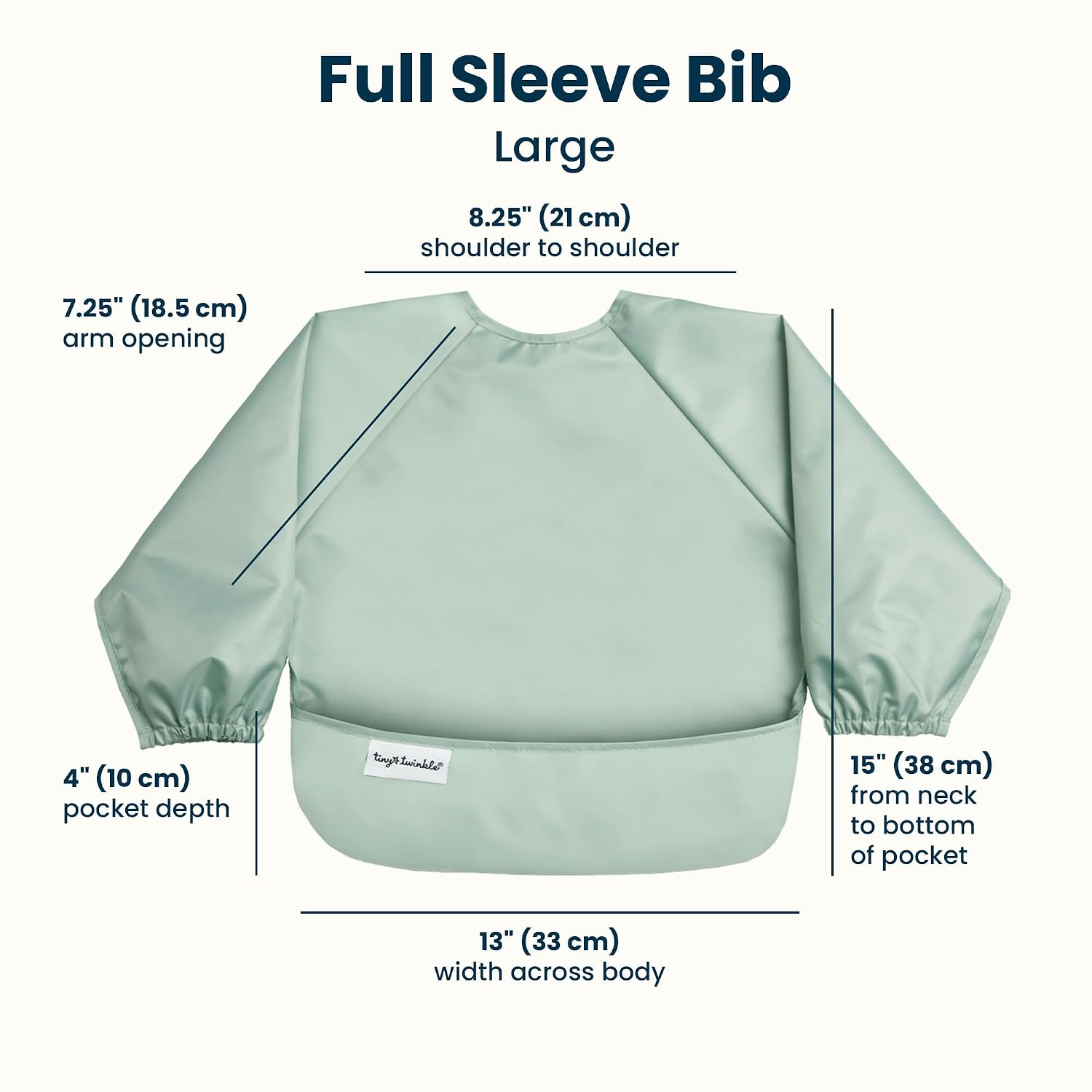 Thumbnail 6 de Tiny Twinkle Long Sleeve Bib 2-Pack, Waterproof, Sage and Charcoal, 2–4Y