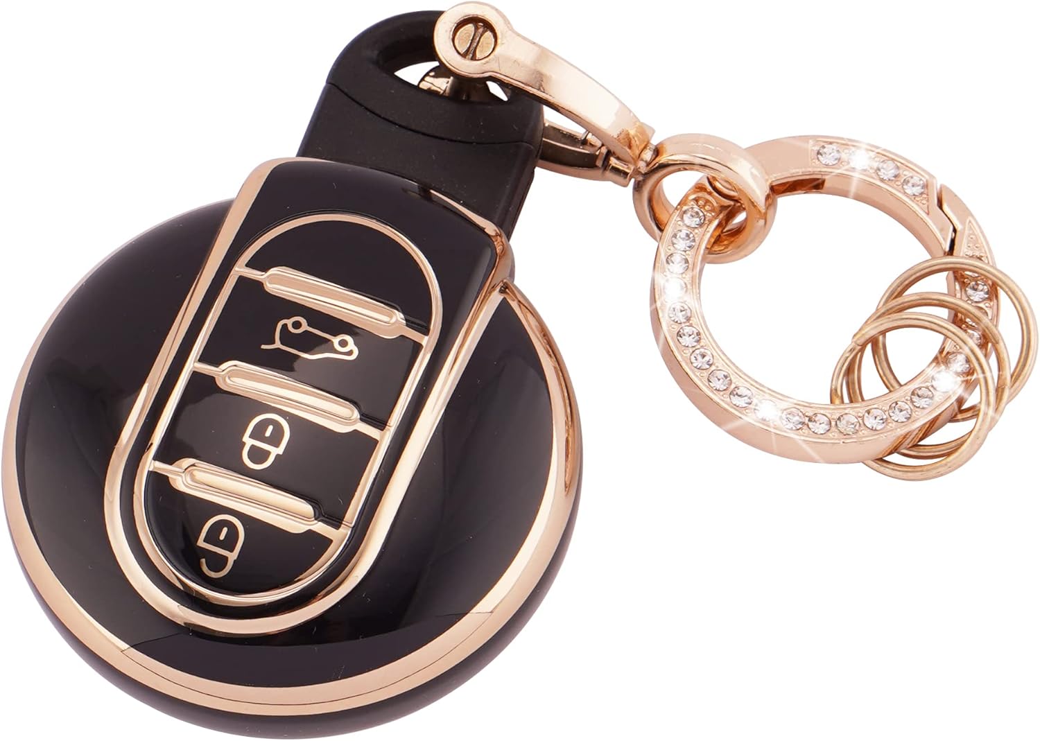 Koaudb car key full cover for BMW Mini Cooper & Countryman smart key (soft TPU case with keychain)
