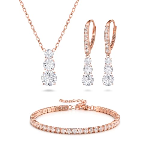 Clearine Trilogy, juego de collar y pulsera para mujer con circonitas cúbicas