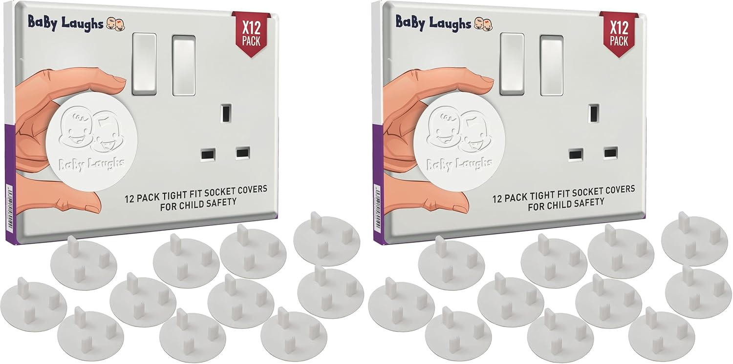 Thumbnail 3 de BaBy Laughs Plug Socket Covers UK (12-pack) – Tight Fit Waterproof Wall Protector for Baby Proofing