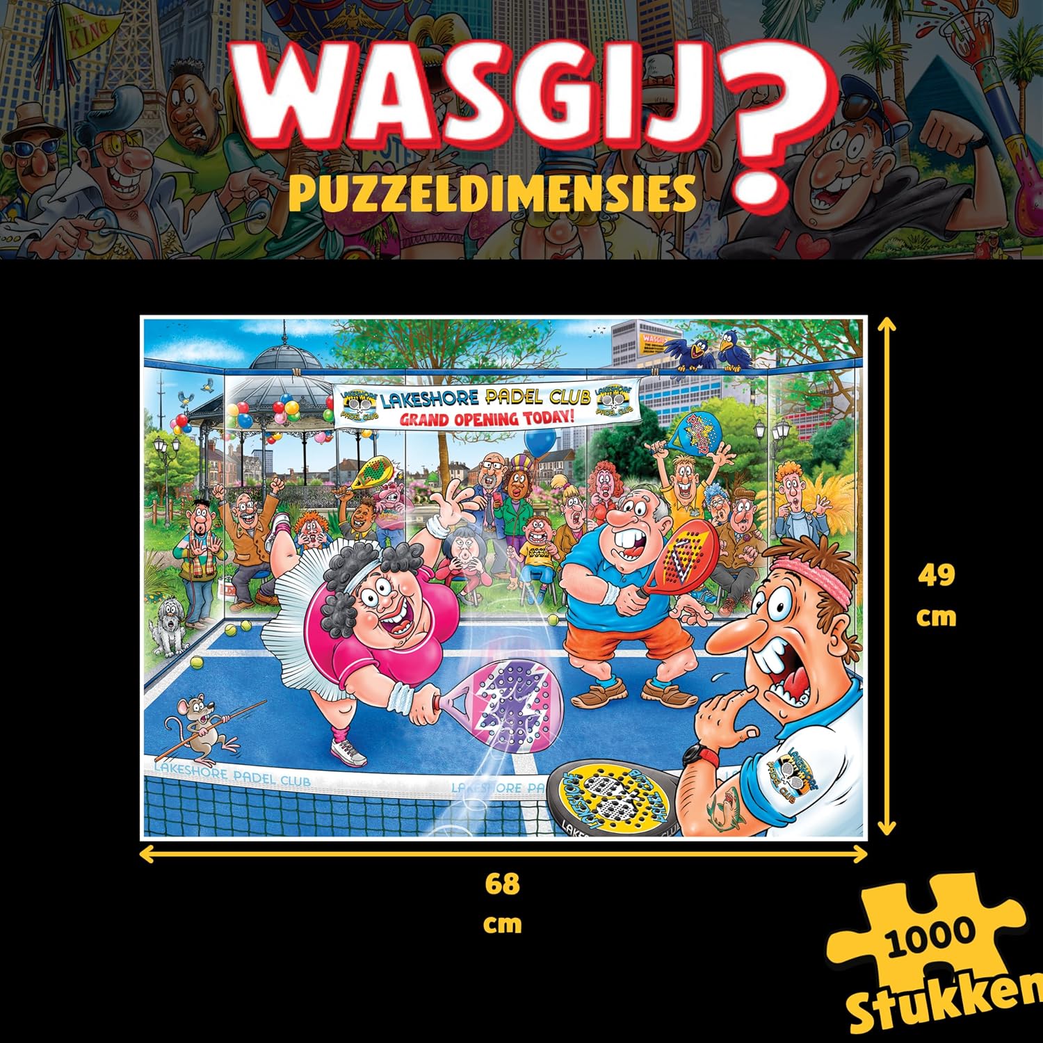 Thumbnail 2 de Wasgij Original 49 Padel Panic 1110100902 puzzel, 1000 stukjes, 68 x 49 cm