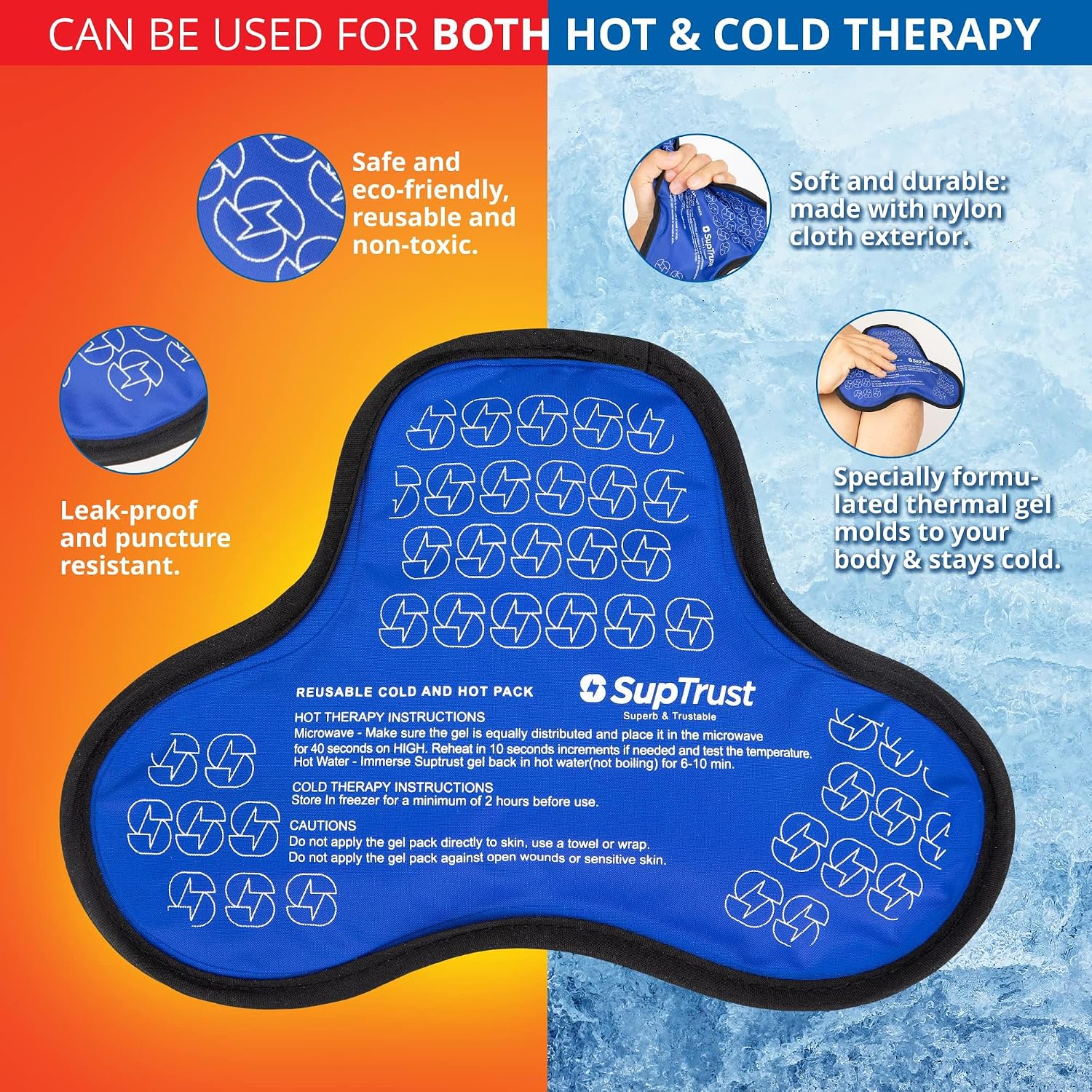 Detalle de Suptrust ST-GIP-23AUG Reusable Gel Ice Pack, Large Three-Compartment Wrap