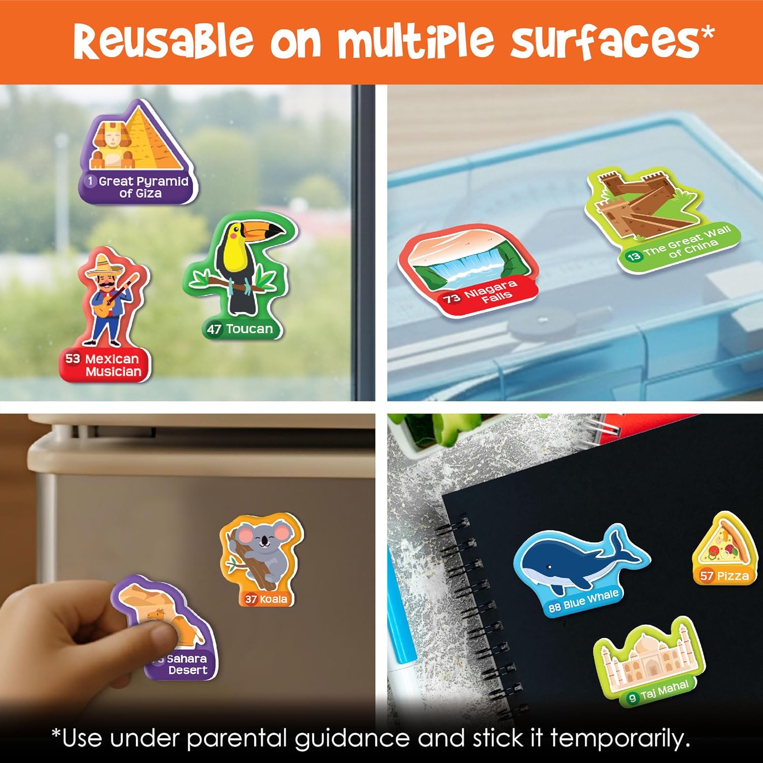 Thumbnail 6 de Imagimake Mapology World Map with Reusable Stickers classroom wall chart game